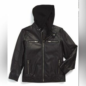 Black Rivet motorcycle Leather Jacket. Size L worn only once for a photo shoot